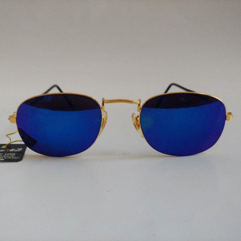 NWT TruVintage 90's retro fashion oblong frame iridium mirror smoke sunglasses